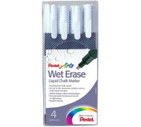 Pentel Arts Marker A Inchiostro Bianco Con Punta Chisellata, Confezione Da 4