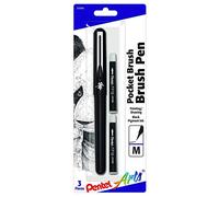 Pentel Arts Pocket Brush Pen, include 2 ricariche di inchiostro nero (GFKP3BPA)