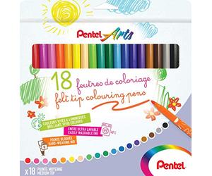 Pentel Arts SCS2E-18, Pennarelli da colorare punta media, confezione da 18 pezzi