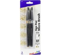 Pentel Arts Sign Pen Micro Brush Gold & Silver Ink 2-PK (SESF30BPXZ)