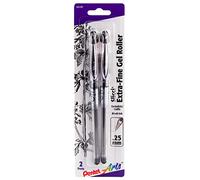 Pentel Arts Slicci - Penna gel extra fine, inchiostro nero, confezione da 2 (BG202BP2A)