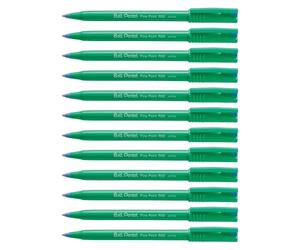 Pentel Ball R50-C, Penna a sfera, Punta in plastica 0.8 mm, Inchiostro blu, Corpo in plastica verde, Confezione da 12