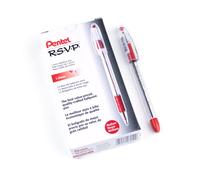 Pentel BK91B R.S.V.P. Stick Ballpoint Pen 1mm Trans Barrel Red Ink Dozen