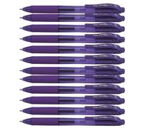 Pentel BL107 Energel X, Penne roller con inchiostro a Gel, punta retrattile da 0,7mm, confezione da 12, Inchiostro Viola
