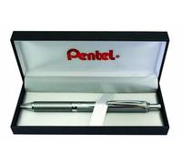 Pentel BL407-BOX EnerGel - Rullo in gel liquido Sterling con cassa argentata, tratto 0,35 mm, diametro sfera 0,7 mm, nero, 1 pezzo (confezione da 1)