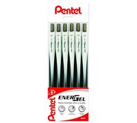 Pentel BL437 Energel Slim roller gel ultrascorrevole a scatto 0,7 mm nero, 6 pezzi