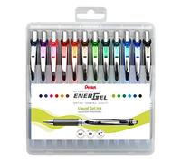 Pentel BL77-12 EnerGel - Penna roller con meccanismo a pressione, diametro sfera 0,7 mm, spessore tratto 0,35 mm, ricaricabile, scatola di plastica regolabile, contenuto 12 pezzi, colori assortiti