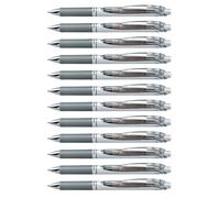 Pentel BL77-NX EnerGel - Penna a sfera retrattile, ricaricabile, punta da 0,7 mm, inchiostro grigio, confezione da 12