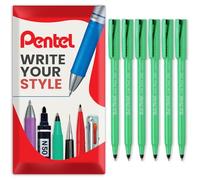 Pentel Black R50 - Penna a sfera con punta fine 0,8 mm, spessore 0,4 mm, 77% riciclata (confezione da 6)
