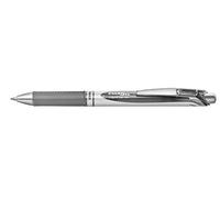 Pentel - Bolígrafo Energel retráctil con mecanismo de presión y punta de bola, 0,35mm de grosor de trazo, Color gris.