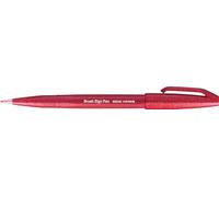 Pentel SES15C Brush Sign Pen pennarello punta fibra flessibile, rosso, Confezione da 10 pezzi