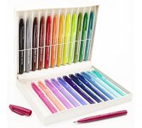 Pentel Brush Sign Pen SES15C - Set regalo di 24 penne con punta a pennello flessibile, ideale per principianti e professionisti, grafica, illustrazioni, calligrafia, in confezione regalo Pearl