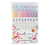 Pentel Brush Sign Pen Twin SESW30C - Pennarello in fibra, 2 punte simili a pennello, 18 pezzi, colori assortiti