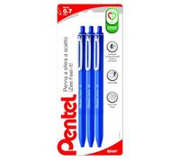 Pentel BX467 Izee penna a sfera a scatto 0,7 mm blu, 3 pezzi
