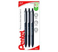 Pentel BX467 Izee penna a sfera a scatto 0,7 mm nero, 3 pezzi