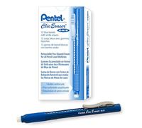Pentel Clic - Gomma per cancellare con impugnatura in gomma, fusto blu, confezione da 12