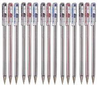 Pentel, confezione di colori assortiti superba penna a sfera con punta da 0,7 mm, punta da 0,25 mm, linea fine, inchiostro ricaricabile BK77 (5 di ogni colore - 15 penne - nero blu rosso)