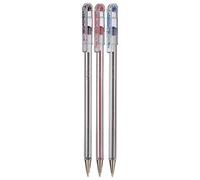Pentel Confezione di penne a sfera con punta da 0,7 mm, tratto da 0,25 mm, tratto sottile, inchiostro ricaricabile BK77 (1 per ogni colore, 3 penne, nero, blu, rosso)