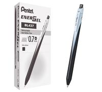 Pentel EnerGel BL437 Slim Roller a Scatto 0,7 mm Nero Confezione 12 Pezzi