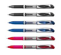 Pentel Energel BL57 - Penna roller con punta in metallo, punta 0,7 mm, colore: nero, blu, rosso, confezione da 6