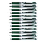 Pentel EnerGel BL77-D3X - Penna a sfera con inchiostro gel, retrattile, diametro sfera 0,7 mm, spessore tratto 0,35 mm, ricaricabile, confezione da 12, colore: verde foresta