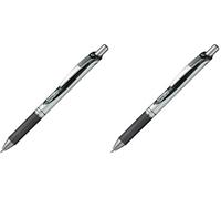 Pentel EnerGel BL77 Penna roller in gel con meccanica di stampa, Larghezza linea 0,7 mm (sfera 0,7 mm),1 Pezzo, Nero (Confezione da 2)