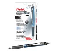Pentel EnerGel Deluxe RTX Fl ssiggel-Druckstifte, feine Spitze, 0,5 mm, 54 % recycelt, blauer Schaft, schwarze Tinte, 12er-Pack