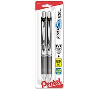 Pentel EnerGel Deluxe RTX Retractable Liquid Gel Pen, 0.7mm, Metal Tip, Nero Ink, 2 Pack (BL77BP2A)