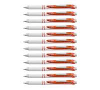 Pentel EnerGel Pearl Retractable Liquid Gel Pen, (0.7mm) Metal Tip, Medium Line, Orange Accent, Orange Ink, 12 pack (BL77PW-F)