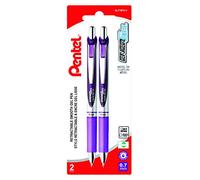 Pentel EnerGel Retractable Liquid Gel Rollerball, 0.7mm Medium Point, Violet Ink, 2PC Pack