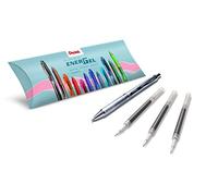 Pentel Energel Sterling BL407, rullo inchiostro gel retrattile punta media 0,7 mm, corpo metallo inchiostro nero, confezione da 1 penna + 3 ricariche LR7