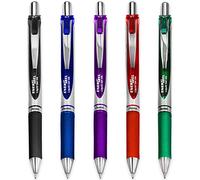 Pentel EnerGel XM BL77 - Penna a inchiostro gel liquido retrattile, 0,7 mm, 54% riciclato, nero, blu, rosso, verde e viola, confezione da 5