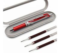 Pentel EnerGel XM BL77 - Penna retrattile a inchiostro gel liquido, 0,7 mm, 54% riciclata, colore: rosso, include confezione regalo e 3 ricariche LR7 rosse