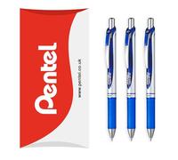 Pentel EnerGel XM BL77 - Penna retrattile a inchiostro gel liquido - 0,7 mm - 54% riciclato - In confezione a cuscino - Confezione da 3 - Blu