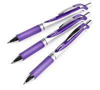 Pentel EnerGel XM BL77 - Penna retrattile a inchiostro gel liquido - 0,7 mm - 54% riciclato - In confezione a cuscino - Confezione da 3 - Lilla