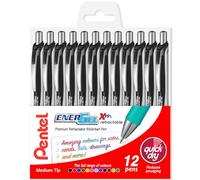 Pentel EnerGel XM BL77 - Penne gel a inchiostro liquido retrattile, punta da 0,7 mm, riciclate al 54%, inchiostro nero, confezione da 12