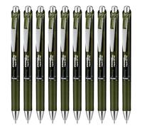 Pentel EnerGel XM BL77A2 - Penna gel con meccanismo a stampa, 10 pz, colore: Verde oliva