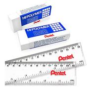 Pentel - Gomme in plastica Hi-Polymer Jumbo, confezione da 2, include 2 righelli Pentel
