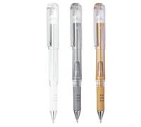 Pentel Hybrid Gel Grip Metallic Pens 1.0mm Rollerball Oro, Argento E Bianco
