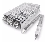 Pentel Hybrid Gel Impugnatura Metallico Penna - 1.0mm a Sfera - Bianco Box Da 12