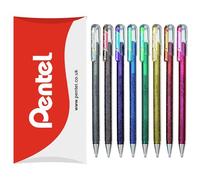 Pentel Hybrid, penne a sfera Dual Metallic, gel liquido, K110, colori assortiti, confezione da 8
