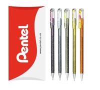 Pentel Hybrid, penne a sfera Dual Metallic Gel liquido, K110, set metallico, confezione da 5
