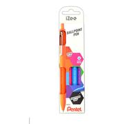 Pentel Penne a sfera retrattili iZee BX470-4COL – Punta 0,7 mm – 4 colori nero/blu/rosso/verde