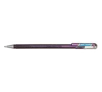 Pentel K110 Dual Metallic Hybrid Dual Metallic Gel Roller, Glitzer Gel, 1 pezzi, 2 diversi colori, effetto Viva/carta rosse 0,5mm violett/met. blau