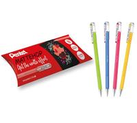 Pentel K110-V Mattehop roller gel super pigmentato ideale per decorazione, set 4 colori funny (giallo, verde chiaro, rosa, azzurro)