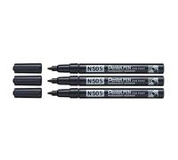 PENTEL Lotto di 3 pennarelli Permanent N50S, corpo in alluminio, punta fine, colore: Nero