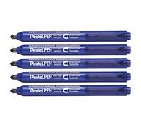 PENTEL Lotto di 5 pennarelli permanenti, retrattile PEN NXS15, corpo sottile, colore: Blu