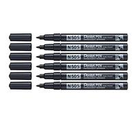 PENTEL Lotto di 6 pennarelli Permanent N50S, corpo in alluminio, punta fine, colore: Nero