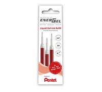 Pentel LR7 Ricarica per penne EnerGel, punta 3 pezzi, rosso
