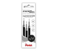 Pentel LRN5-3A - Ricarica per penne EnerGel, 0,5, 0,25 mm, punta dell'ago, 3 pezzi, colore: nero